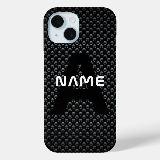 Gepersonaliseerde Monogram Naam Zwart-Wit Textuur Case-Mate iPhone Case (Achterkant)