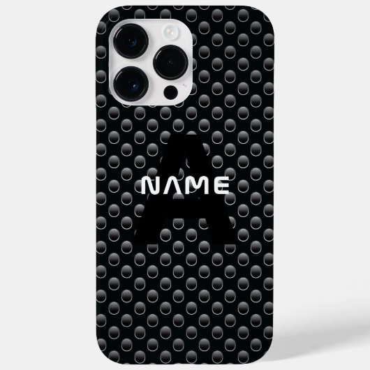 Gepersonaliseerde Monogram Naam Zwart-Wit Textuur Case-Mate iPhone Case (Achterkant)