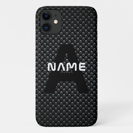 Gepersonaliseerde Monogram Naam Zwart-Wit Textuur Case-Mate iPhone Case (Achterkant)
