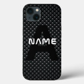 Gepersonaliseerde Monogram Naam Zwart-Wit Textuur Case-Mate iPhone Case (Achterkant)