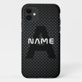 Gepersonaliseerde Monogram Naam Zwart-Wit Textuur Case-Mate iPhone Case (Achterkant)