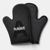 Gepersonaliseerde Monogram Naam Zwart-Wit Textuur Ovenwant (Voorkant / Achterkant)