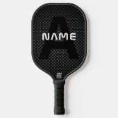 Gepersonaliseerde Monogram Naam Zwart-Wit Textuur Pickleball Paddle (Voorkant)