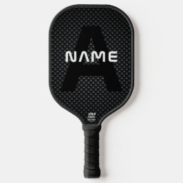 Gepersonaliseerde Monogram Naam Zwart-Wit Textuur Pickleball Paddle