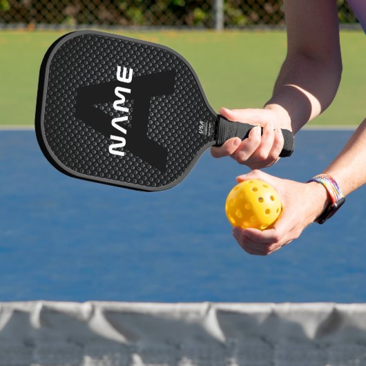 Gepersonaliseerde Monogram Naam Zwart-Wit Textuur Pickleball Paddle (Insitu)