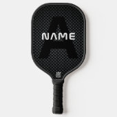Gepersonaliseerde Monogram Naam Zwart-Wit Textuur Pickleball Paddle (Achterkant)