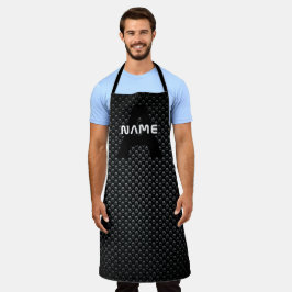Gepersonaliseerde Monogram Naam Zwart-Wit Textuur Schort