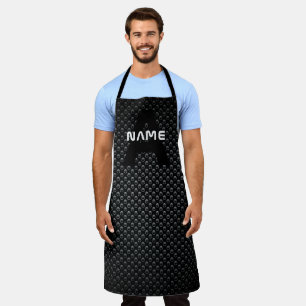 Gepersonaliseerde Monogram Naam Zwart-Wit Textuur Schort
