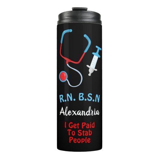 Gepersonaliseerde Monogram Nurse Art Design Grappi Thermosbeker (Voorkant)