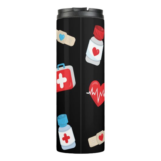 Gepersonaliseerde Monogram Nurse Art Design Grappi Thermosbeker (Achterkant)