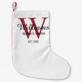 Gepersonaliseerde Monogram Pas getrouwd Rood Kleine Kerstsok (Voorkant)