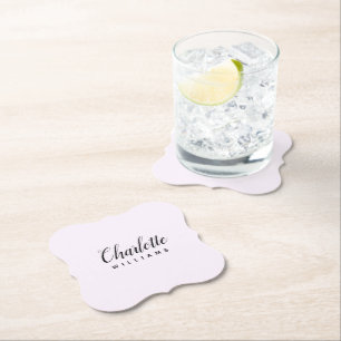 Gepersonaliseerde Monogram Pastel Roze Papier Onde Kartonnen Onderzetters