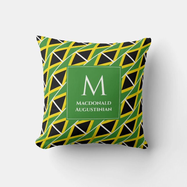 Gepersonaliseerde Monogram Patriottische JAMAICA V Kussen (Voorkant)