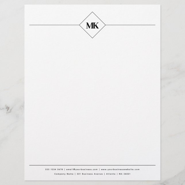 Gepersonaliseerde Monogram Professional Letterhead Briefhoofd (Voorkant)