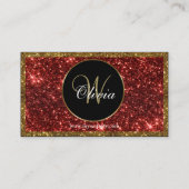 Gepersonaliseerde Monogram Red Gold Glitter QR Cod Visitekaartje (Achterkant)