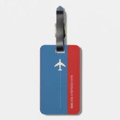 Gepersonaliseerde Monogram Rood & Blauw / Vliegtui Bagagelabel (Achterkant verticaal)