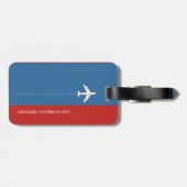 Gepersonaliseerde Monogram Rood & Blauw / Vliegtui Bagagelabel (Achterkant horizontaal)