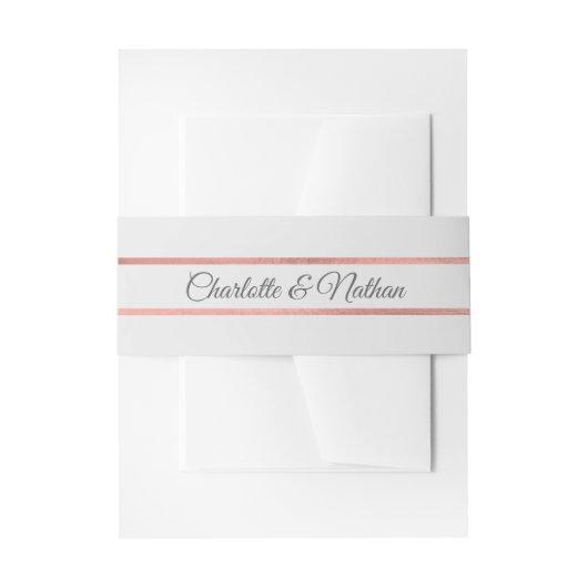 Gepersonaliseerde Monogram Roos Gouden Folie Grijs Uitnodigingen Wikkel (Voorkant Voorbeeld)