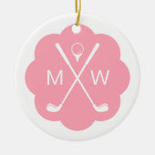 Gepersonaliseerde Monogram Roze Golf Keramisch Ornament (Voorkant)