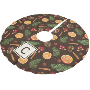 Gepersonaliseerde Monogram Rustieke Botanische Ker Kerstboom Rok