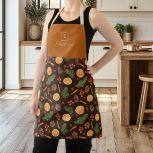 Gepersonaliseerde Monogram Rustieke Botanische Ker Schort