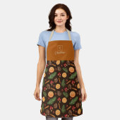 Gepersonaliseerde Monogram Rustieke Botanische Ker Schort (Gedragen)