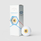 Gepersonaliseerde Monogram Rustige Zonnebloem Golfballen (Verpakking)