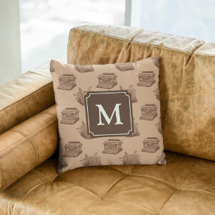 Gepersonaliseerde Monogram schrijfmachine met bru Kussen