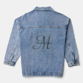 Gepersonaliseerde Monogram Script Datum Naam Initi Denim Jacket (Achterkant)