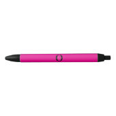 Gepersonaliseerde Monogram Script Naam Roze Zwart Zwarte Inkt Pen (Voorkant)