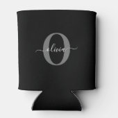 Gepersonaliseerde monogram scriptnaam zwart wit gr blikjeskoeler (Achterkant)