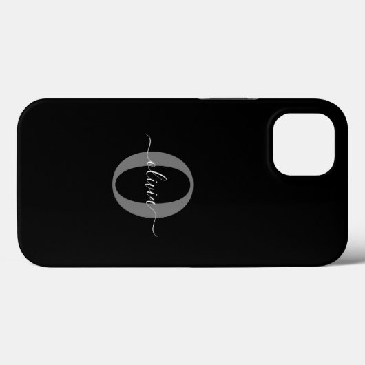 Gepersonaliseerde monogram scriptnaam zwart wit gr Case-Mate iPhone case (Achterkant (horizontaal))