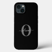 Gepersonaliseerde monogram scriptnaam zwart wit gr Case-Mate iPhone case (Achterkant)