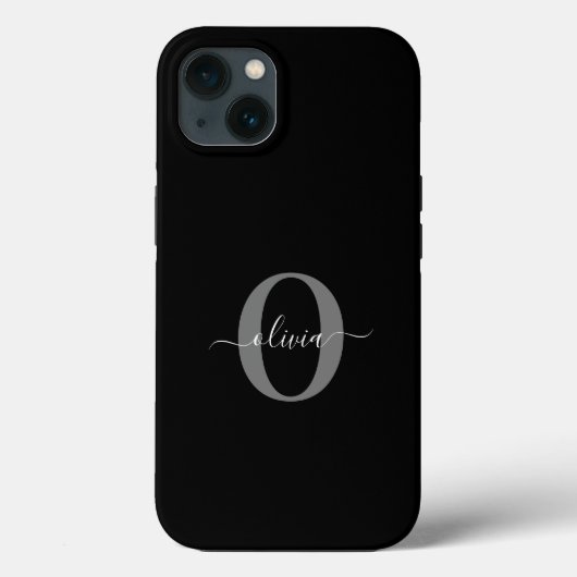 Gepersonaliseerde monogram scriptnaam zwart wit gr Case-Mate iPhone case (Achterkant)