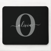 Gepersonaliseerde monogram scriptnaam zwart wit gr muismat (Voorkant)