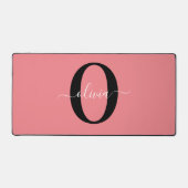 Gepersonaliseerde monogram scriptnaam zwart wit ro bureaumat (Voorkant)