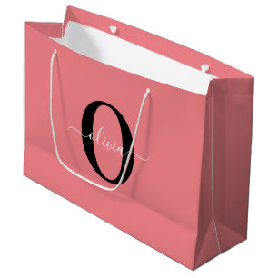 Gepersonaliseerde monogram scriptnaam zwart wit ro groot cadeauzakje