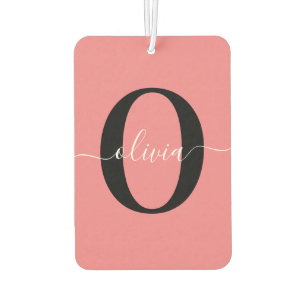Gepersonaliseerde monogram scriptnaam zwart wit ro luchtverfrisser