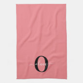 Gepersonaliseerde monogram scriptnaam zwart wit ro theedoek (Verticaal)