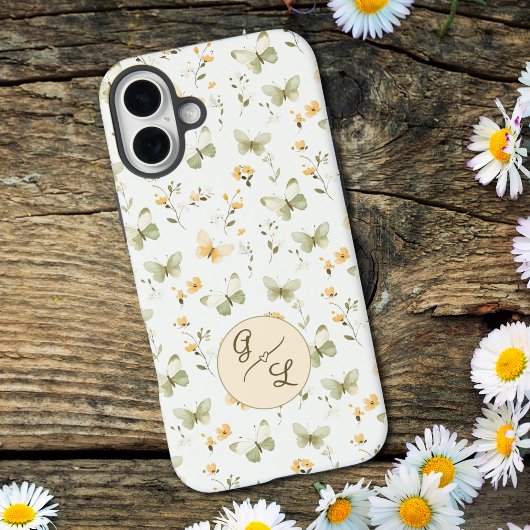 Gepersonaliseerde Monogram Spring Butterfly Case-Mate iPhone Case
