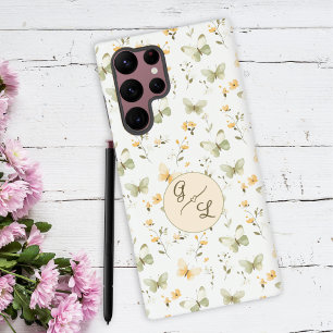 Gepersonaliseerde Monogram Spring Butterfly Samsung Galaxy Hoesje