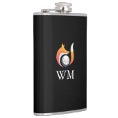 Gepersonaliseerde Monogram Stijlvolle Vos en Golfb Heupfles (Rechts)