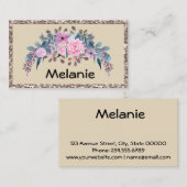 Gepersonaliseerde monogram tekst waterverf bloem visitekaartje (Voorkant / Achterkant)