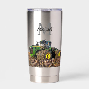 Gepersonaliseerde monogram tractorapparatuur grond geïsoleerde drinkbeker