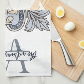Gepersonaliseerde Monogram W keukenhanddoek (Quarter Fold)
