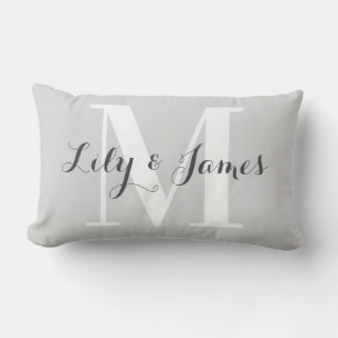 Gepersonaliseerde Monogram White Gray Wedding Keep Kussen