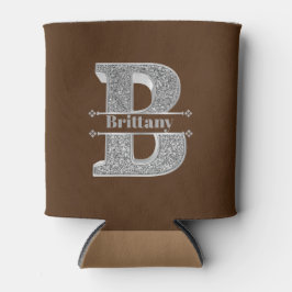 Gepersonaliseerde Monogram Zilver Initiaal B Jouw  Blikjeskoeler