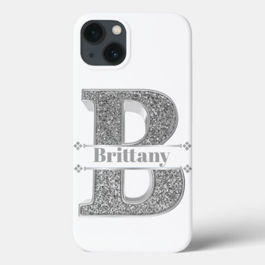 Gepersonaliseerde Monogram Zilver Initiaal B Jouw  Case-Mate iPhone Case (Achterkant)