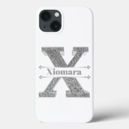 Gepersonaliseerde Monogram Zilver Initiaal X Jouw iPhone 13 Hoesje