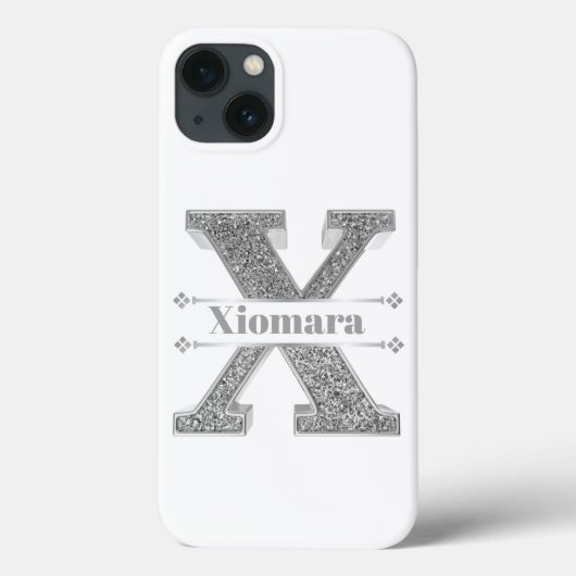 Gepersonaliseerde Monogram Zilver Initiaal X Jouw  Case-Mate iPhone Case (Achterkant)